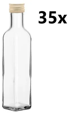 Obrázok produktu pre Fľaša MARASCA 250 ml číra 35 ks VČETNE ZLATÝCH uzáverov, počet kusov v balení: 35