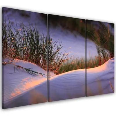 Produktbild von Triptychon auf leinwand landschaften - lila 150x100 cm Feeby lila wandbild bereit zum aufhängen