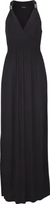 Produktbild von LASCANA Maxikleid mit verstellbarem Ausschnitt und gesmokter Taille, Jerseykleid schwarz Größe 46