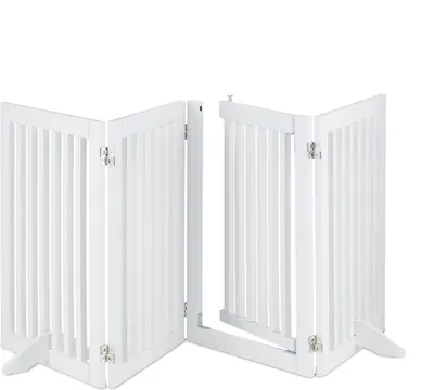 Obrázek produktu pro Bezpečnostní zábrana bez vrtání - 70 x 207 cm - Se dvířky - Skládací - Bílá