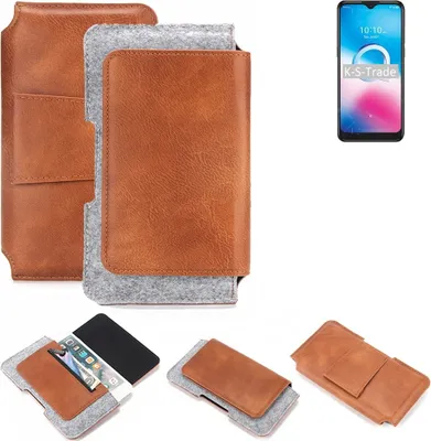 Produktbild von K-S-Trade Handyhülle Schutzhülle kompatibel mit Alcatel 3L (2020) Gürteltasche Holster Gürtel Tasche Smartphone Tasche Handy Hülle Polyurethan+ Filz,