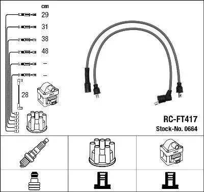 Produktbild von NGK 0664 Zündkabelsatz Zündleitungssatz für FIAT RITMO I (138A) für SEAT TERRA Kasten (024A)