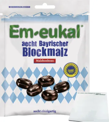 Produktbild von Em-eukal aecht Bayrischer Blockmalz Malzbonbons (100g Packung) + usy Block