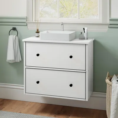 Produktbild von YITAHOME Waschbeckenunterschrank Hängeschrank, Badezimmerschrank Wandhängend, 2 große Schubladen, 60 x 30 x 50 cm, weiß