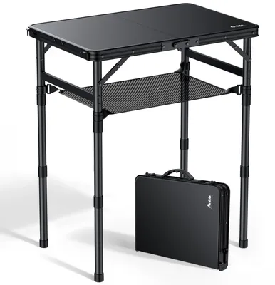 Obrázek produktu pro Omgoods – Skládací campingový stůl s nastavitelnou výškou (58 x 40 cm)