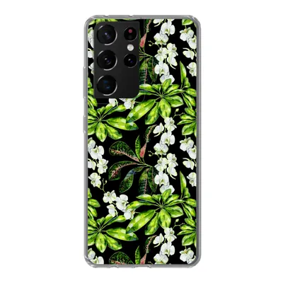 Produktbild von MuchoWow® Handyhülle Schutzhülle Hülle für Samsung Galaxy S21 Ultra Blatt - Orchidee - Muster Silikon Softcase Handy Hülle - Mobiltelefon