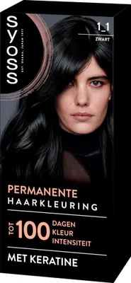 Produktbild von SYOSS – Coloration 1-1 Schwarz – Haarfärbemittel – Grauabdeckung – Reduziert Haarbruch - 1 Stück