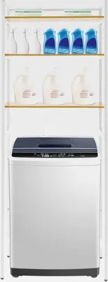 Produktbild von Waschmaschinenregal Toilettenregal Badezimmerregal Bad WC Stand Regal, über Waschmaschine, Waschmaschinenschrank Überbauschrank, Toilettenschrank, 3 Ablagen, Metall Holzwerkstoff, Weiß