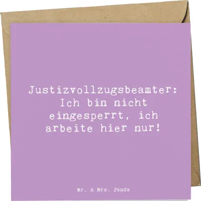 Produktbild von Mr. & Mrs. Panda Grußkarte Spruch Justizvollzugsbeamter - Lavendeltraum - Geschenk, Geschenke für Berufstätige, Berufsliebe, Klappkarte, Insassen, Berufsprodukte, Beruf