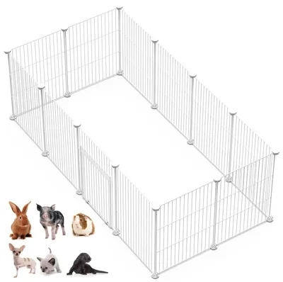 Kleintiergehege mit Tür, 12-teilig, 43x32 cm, weiß