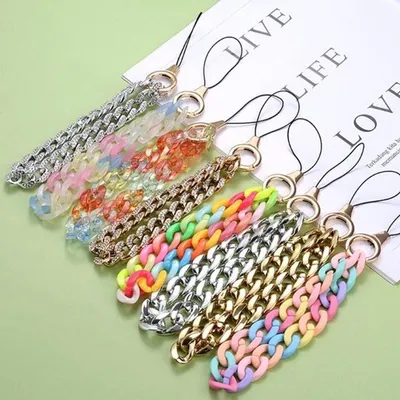 Bunte Acrylkette für Telefon - Armband - Handyband - Schmuck