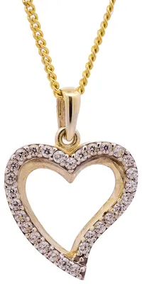 Produktbild von Anhänger Herz Zirkonia  333 Gold  mit vergoldeter Silberkette 36 cm