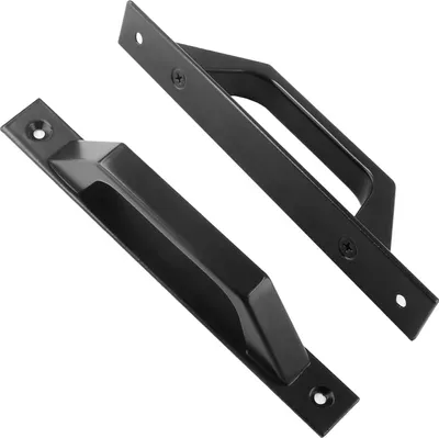 Produktbild von Holzgriff, 19,6 cm, Schiebetürgriff Kohlenstoffstahl, Scheunentor-Zuggriff (D, schwarz)