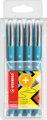 Produktbild von Tintenroller - STABILO worker+ colorful - medium - 4er Pack - blau