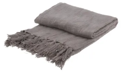 Obrázok produktu pre Prehoz na posteľ so strapcami, 130 x 170 cm, sivý