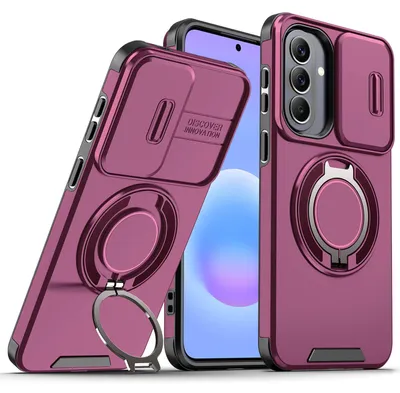 Obrázek produktu pro Dvouvrstvé pouzdro pro Samsung Galaxy A57, s posuvným krytem fotoaparátu a magnetickým kroužkovým stojánkem Třešňově