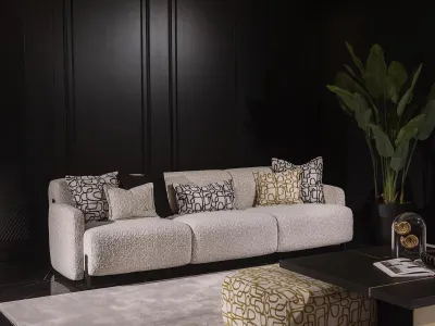 Obrázok produktu pre Elegantná béžová 4-miestna pohovka z textilu s dreveným rámom