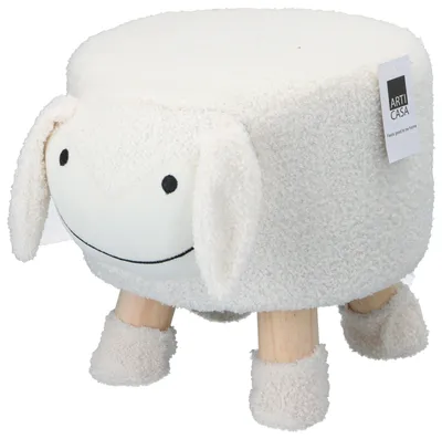 Produktbild von Kinderhocker Schaf Weiß – Sitzhocker Tiermotiv für Kinderzimmer