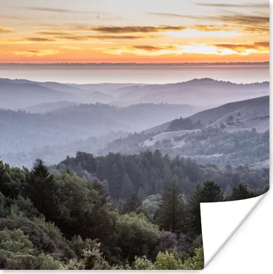 Produktbild von MuchoWow® Poster Berge - Sonne - Wald - Landschaft 75x75 cm - Wand Dekoration