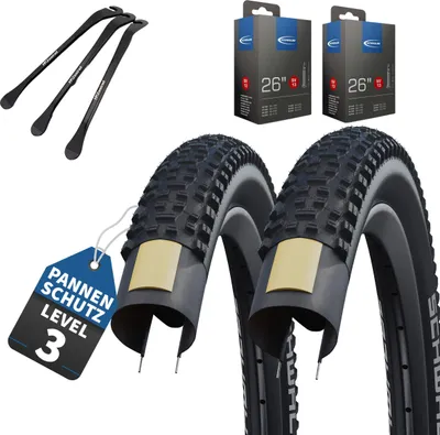 Produktbild von 2 x Schwalbe Reifen Rapid Rob Schwarz 26 x 2,25 (57-559) + SV-Schlauch + MSZweirad Reifenheber