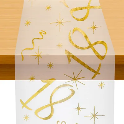 Tafelloper 18. Geburtstag, gold, 28 cm x 10 m, Polyester