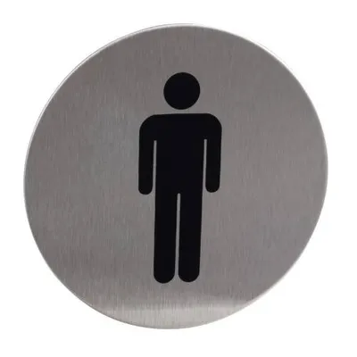 Produktbild von Erkennungszeichen "WC-men", Ø 75 mm, selbstklebend, Edelstahl