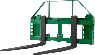 Produktbild von SucceBuy Schnellbefestigung mit 1814 kg Tragkraft, Palettengabelrahmenaufsatz mit 122 cm Gabeln, Gabelstaplerklingen, 50,8 mm Anhängerkupplung und Speerhülsen, kompatibel mit JD-Traktoren