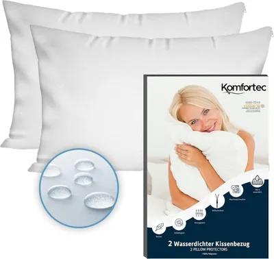 Produktbild von Komfortec Wasserdichter Kissenbezug 2er Set 40x80 cm mit Reißverschluss, Atmungsaktiv, Hypoallergen Kopfkissenbezüge, Anti-Milben, 2 Stück Kissenschoner, Weiß