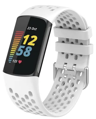 Productafbeelding van Silikonen Armband voor Fitbit Charge 5, Wit en Ademend Sportarmband