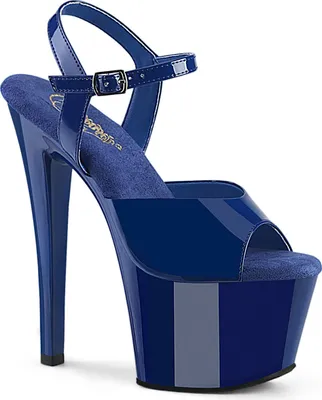 Produktbild von SKY-309 Pleaser y Damen High-Heels Riemen Plateausandaletten königsblau Lack