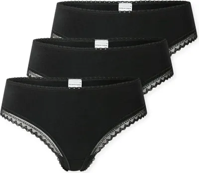 Produktbild von Schiesser Damen 3 er Pack Cheeky String Gr. 44  schwarz