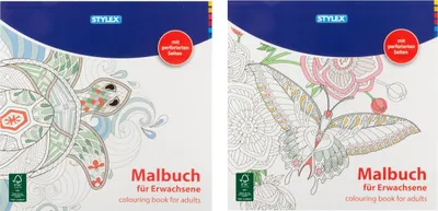 Produktbild von 2 verschiedene Malbücher / Malbuch für Erwachsene / 48 Seiten / Größe: 24x24cm