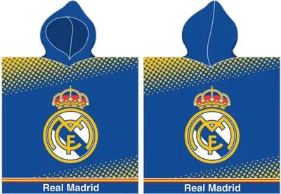 Image de Carbotex Baby poncho 55x110 Real Madrid 4176 Herb bleu jaune à pois serviette à capuche