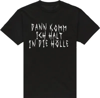 Produktbild von Schwarzes T-Shirt In die Hölle mit Front- & Rückendruck