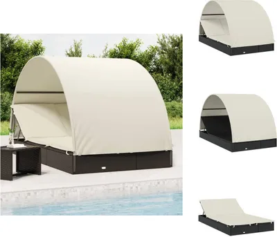 Image de vidaXL Bain de soleil pour 2 personnes avec toit rond noir 211x112x140 cm - Bains de soleil