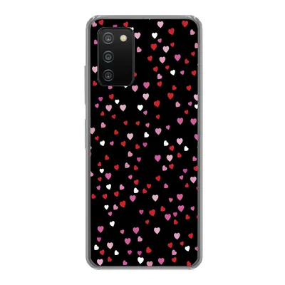 Produktbild von MuchoWow® Handyhülle Schutzhülle Hülle für Samsung Galaxy A03s Eine Illustration mit Herzen auf einem schwarzen Hintergrund Silikon Softcase Handy Hülle - Schutz