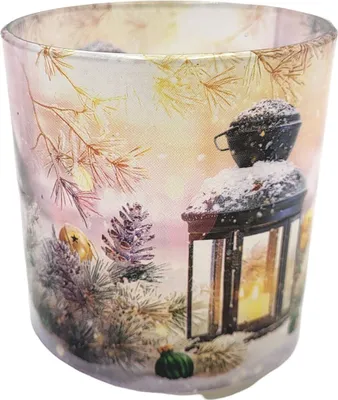 Image de Verre parfumé 65x75mm Bougie Parfum de Noël Lanterne 18h de combustion Motif de Noël