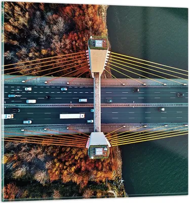 Produktbild von Bilder auf glas - Einteilig - Brücke Siekierkowski Warschau - 40x40cm - Glasbilder - Wandbilder - Bilder - Wanddekoration aus Glas - Glas Bilder - Wandbild auf Glas - GAC40x40-4663