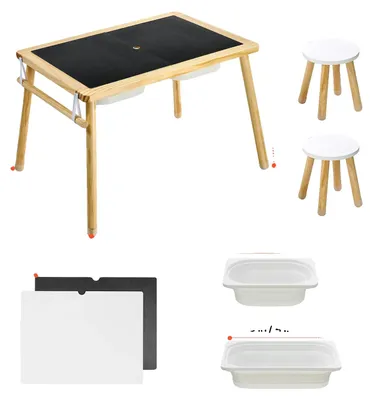 Obrázek produktu pro Interaktivní stůl, oboustranná deska, skládací úložné boxy, set stolu a židle