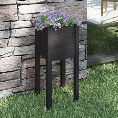 Zdjęcie produktu dla Maison Exclusive – donica na rośliny czarna 31 x 31 x 70 cm, lite drewno sosnowe