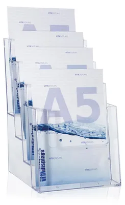 Productafbeelding van Brochurehouder folderhouder flyerhouder - DIN A5 - Glashelder - Viertraps