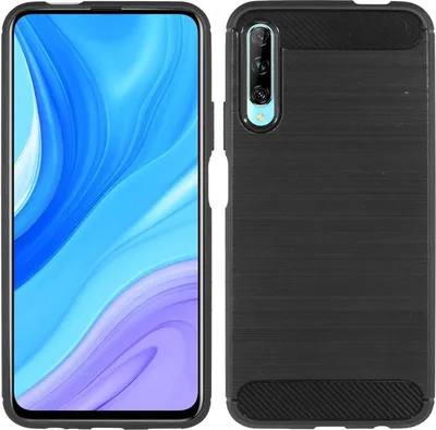Produktbild von cofi1453® Silikon Hülle Bumper Carbon kompatibel mit HUAWEI P SMART PRO 2019 Case TPU Soft Handyhülle Cover Schutzhülle Schwarz