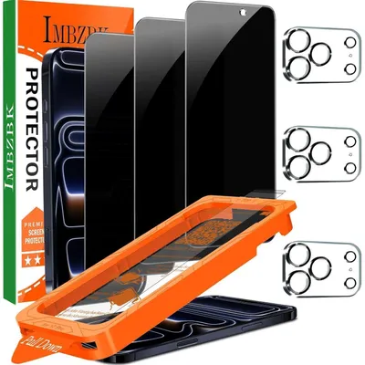 Productafbeelding van Beschermfolie voor iPhone 17 Pro, privacyfilter, bescherming voor de camera, hardheid 9H, 3+3 stuks, zwart
