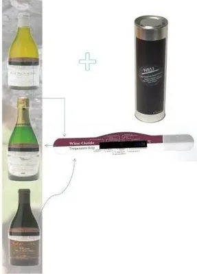 Produktbild von Clip-Weinthermometer, Flaschenthermometer, Wein-Thermometer neu mit Klettverschluss + eine Weindose mit Kreide beschriftbar von  James Premium®