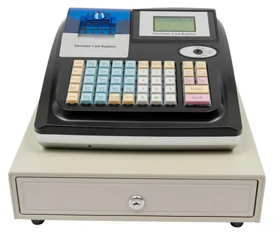 Zdjęcie produktu dla System kasowy POS – kasa fiskalna / terminal POS – 10 000 pozycji PLU – wyświetlacz LED – 100–240 V – obsługuje skaner kodów kreskowych i drukarkę paragonów – czarny