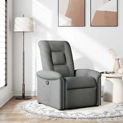 Produktbild von Relaxsessel Dunkelgrau Stoff, manuelle Liegefunktion, Seitentasche, 77x91,5x96 cm