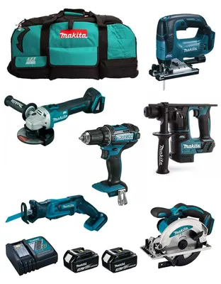 Produktbild von MAKITA Kit MPK18623A (DDF482 + DHR171 + DGA504 + DSS610 + DJV182 + DJR185 + 2 x 3,0 Ah + DC18RC + LXT600)