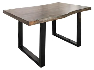 Produktbild von MASSIVMOEBEL24.DE Baumtisch Akazie 140x90x77 grau lackiert / U-Beine anthrazit glänzend FREEFORM 5