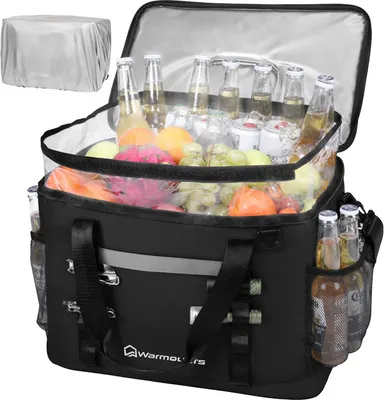 Produktbild von 40L Kühltasche groß unterwegs, Isolierte Cooler Bag faltbar, Wasserdichte Thermotasche Umhänge für Essen, Bier, Arbeit, Strand, Reise, Schwarz