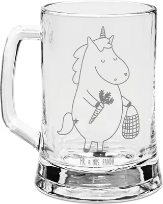 Produktbild von Mr. & Mrs. Panda Humpen Einhorn Vegan - Transparent - Geschenk, Bierkrug Glas, Veganismus, Glaskrug, Veganer, Gesund essen, Krug, Unicorn, Leben, Seidel, Rohkost